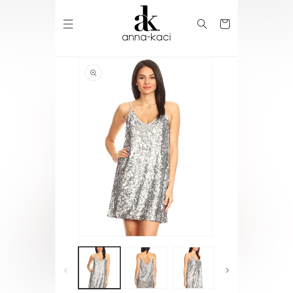 L Silver Sequin Mini Dress